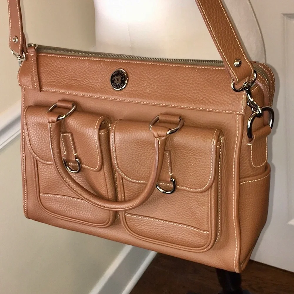 Vintage DOONEY BOURKE Brown Leather Messenger Laptop Shoulder Bag Briefcase